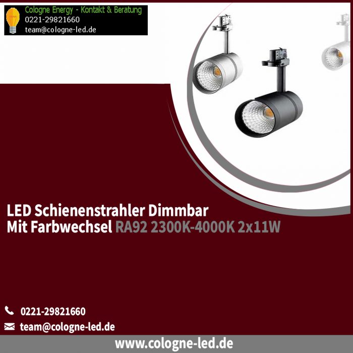 LED Schienenstrahler dimmbar mit Farbwechsel RA92 2300K-4000K 2x11W