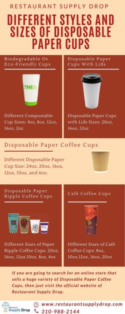 DIFFERENT STYLES AND SIZES OF DISPOSABLE PAPER CUPS