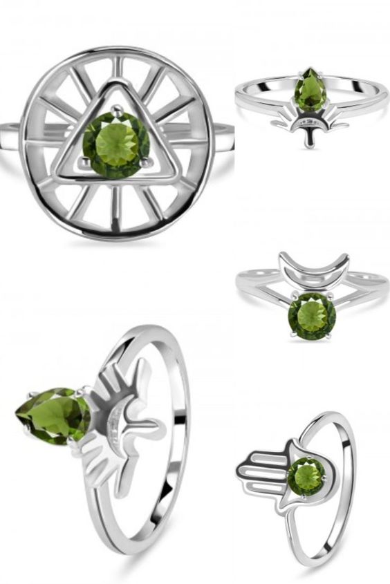 Green Moldavite Ring