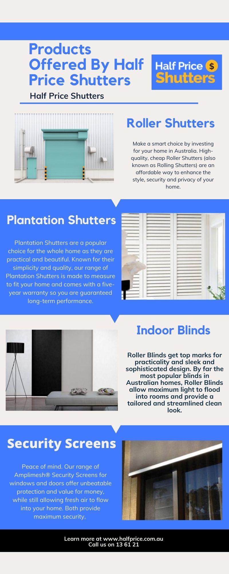 Give your home a new look with products by Half Price Shutters