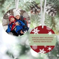Merry Christmas Personalized Photo Ornament Snowflake Double Sides Gifts for Mom