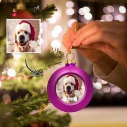 Custom Photo Engraved Christmas Balls Ornaments Gifts for Pet Dog