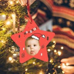 Photo Engraved Ornament Star-shaped for Christmas Day