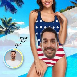 Face Swimsuit Custom Bathing Suit with Face – American Flag