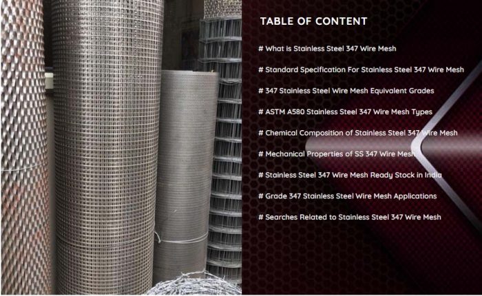 STAINLESS STEEL 347 WIRE MESH