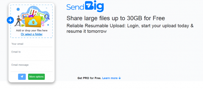 Sending big file free