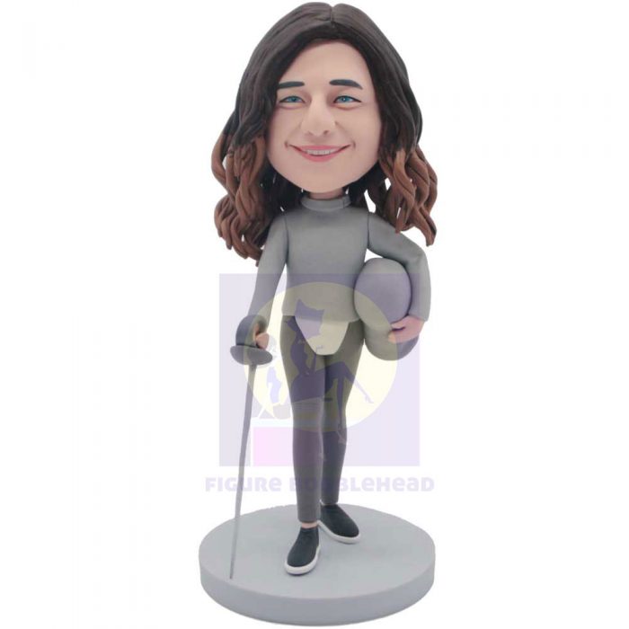 Custom Female Fencer Figure Bobblehead–Perfect Gifts For Her