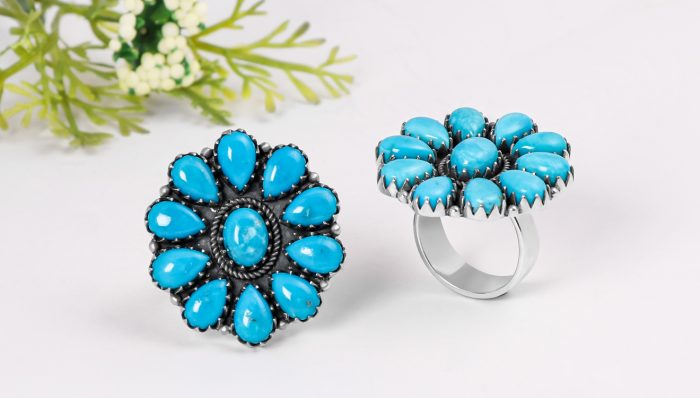 Blue genuine Sterling Silver Turquoise Rings at Wholesale Prices