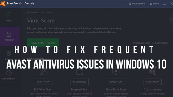 How to fix frequent avast antivirus issue in window 10