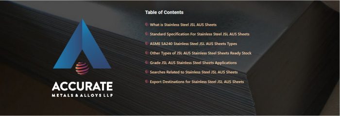 Stainless Steel JSL AUS Sheets Supplier, stockist