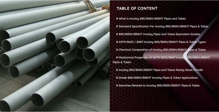 Incoloy 800/ 800H/ 800HT Tube & Pipe