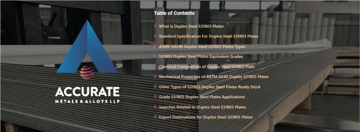 Duplex Steel S31803 Plates Supplier, stockist