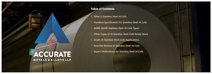 Stainless Steel J4 Coils Supplier, stockist