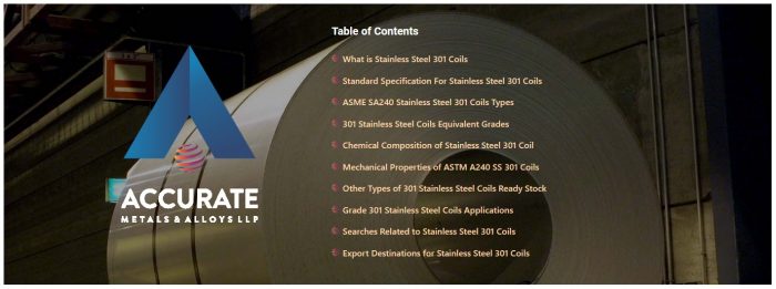Stainless Steel 301 Coils Supplier, stockist