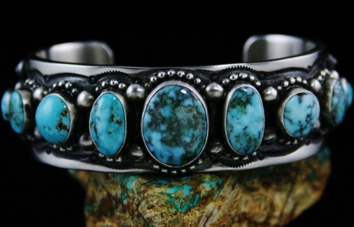 HERMAN SMITH VALLEY BLUE TURQUOISE DOUBLE SIDED ROW BRACELET