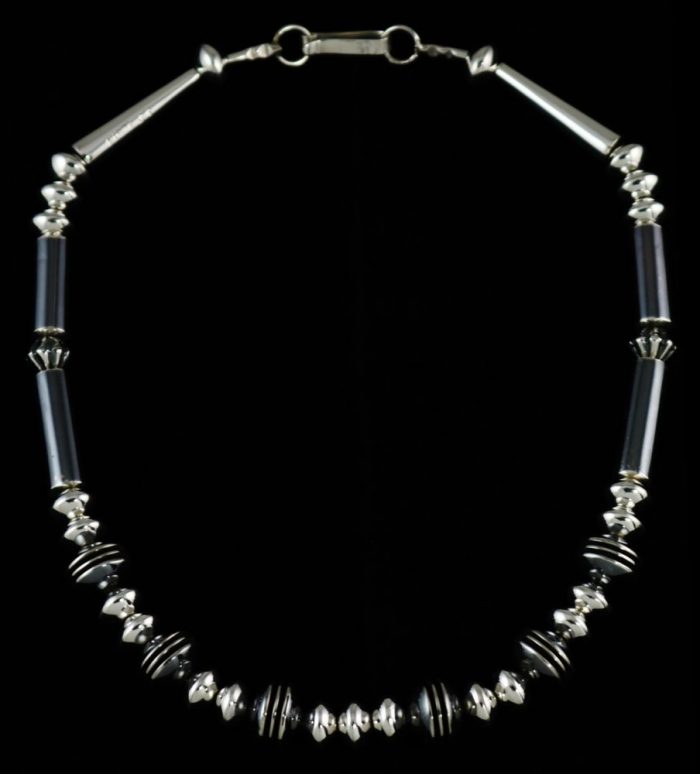 JACK TOM OXIDIZED STERLING SILVER ROUND BEAD NECKLACE