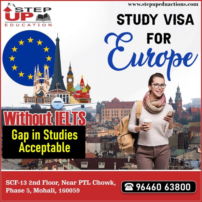 Europe Study Visa Without IELTS / PTE