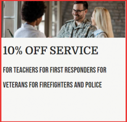 10% Off Service For Teachers, Veterans, Police