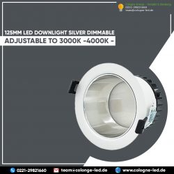 125mm LED downlight silver dimmable adjustable to 3000K -4000K – 5700K