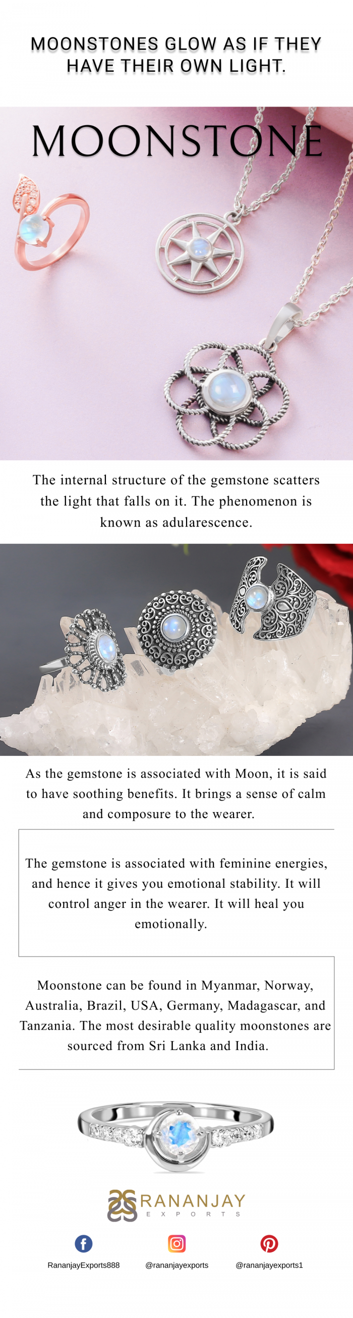 Moonstones glow as if they have their own light