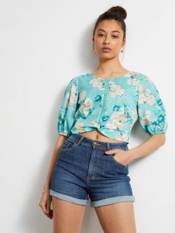 Out And About Top Sea Green Floral – Dotti Online