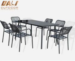 Rope Aluminum Outdoor Dinning Table Chair Set Cushioned Garden Patio Furniture Set