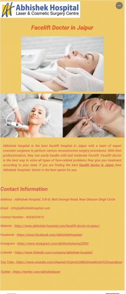 Reliable and Knowledgeable Facelift Doctor in Jaipur
