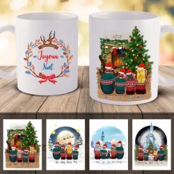 Joyeux Noël Mug personnalisé – Famille Heureuse (conception en ligne & aperçu)
