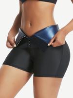Wholesale Blue Neoprene Sweat Shorts Hook And Eye Closure Cellulite Re – Waist Dear