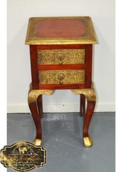 Indian Brass Fitted 2 Drawer Side Table