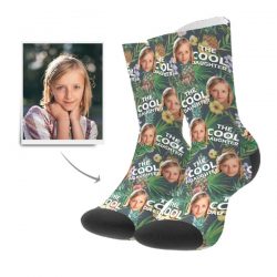 Cool Daughter Tropisch Personalisierte Gesicht Socken