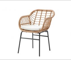 Outdoor Modern Iron KD Dining Chair with PE Rattan