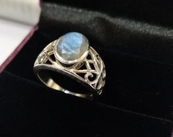 Solid Silver Ring With Labradorite 925 Sterling