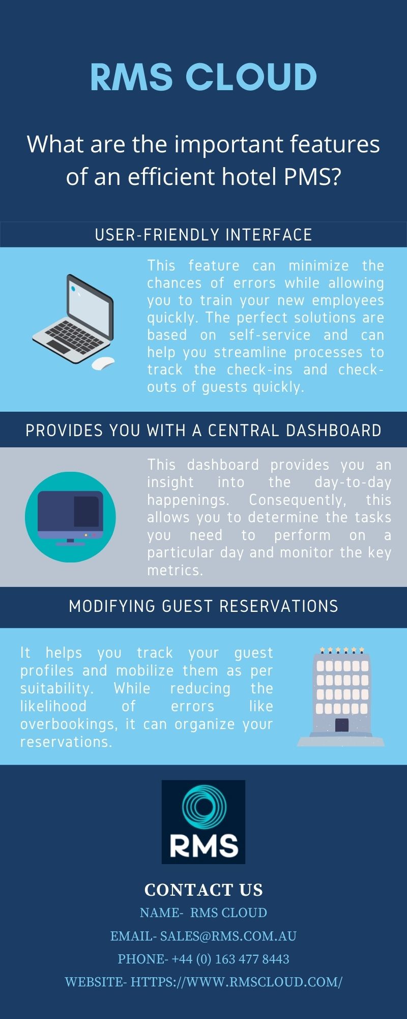 What are the important features of an efficient hotel PMS?