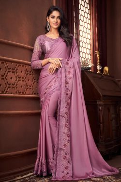 Buy Silk Saree with a Lilac Border