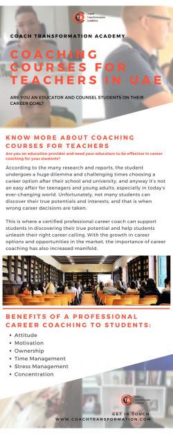 Coaching Courses for Teachers in Dubai at Coach Transformation Academy