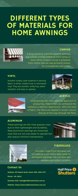 Different types of materials used in awnings
