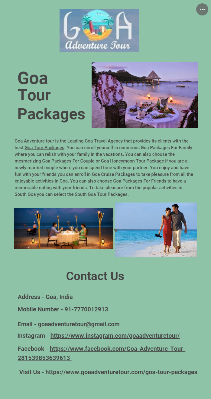 Customized Goa Tour Packages