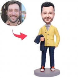 Fashion Man Holding Clothes Custom Bobbleheads With