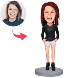 Black Clothes Modern Woman Custom Bobbleheads With