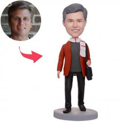 Casual Man In Scarf Custom Bobbleheads With Engraved