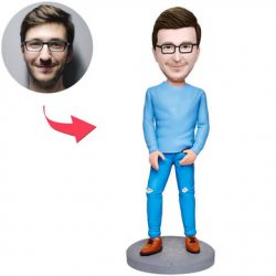 Blue Suit Modern Casual Man Custom Bobbleheads With