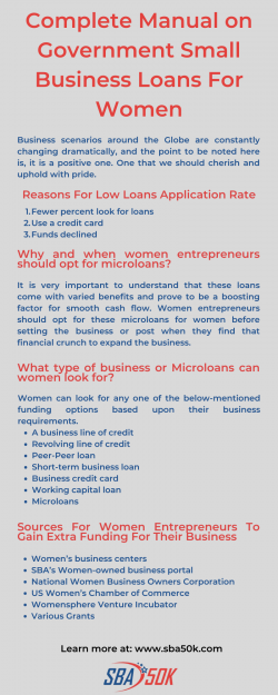 Complete Manual on Government Small Business Loans For Women