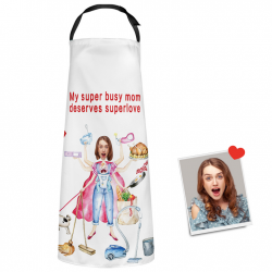 Mother’s Day Gift – Custom Face Apron add Pictures and Super Busy Mom Happy Mother&# ...