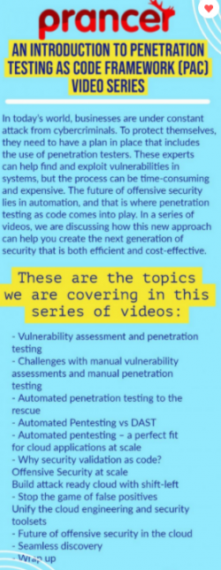 An introduction to penetration testing as code framework (pac) video series.