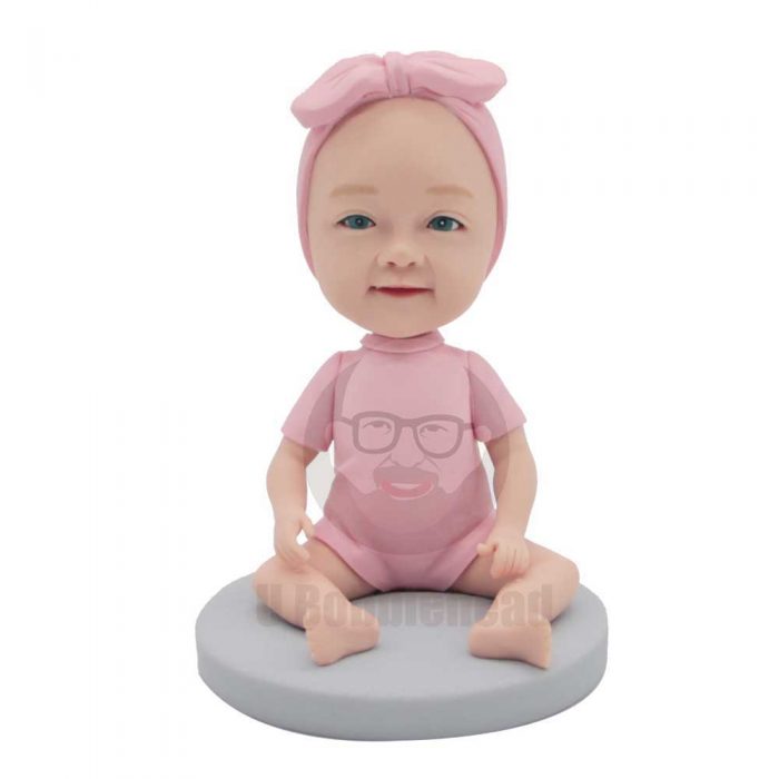 Custom Cute Baby Bobbleheads In Pink Jumpsuit