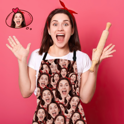 Custom Face Mash Apron Personalized Photo Apron Kitchen Cooking Aprons For Women