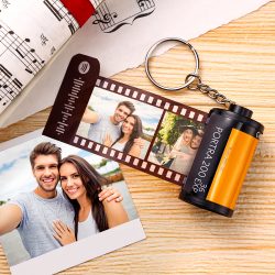 Custom Film Roll Keychain with Spotify Code Keychain Love Gifts 5-20 Pictures Yellow Shell