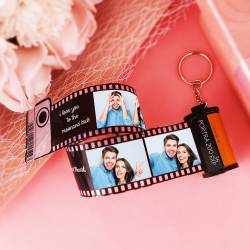 Camera Roll Keychain Custom Photo Keychain with Photo and Text QR code Couple Gifts
