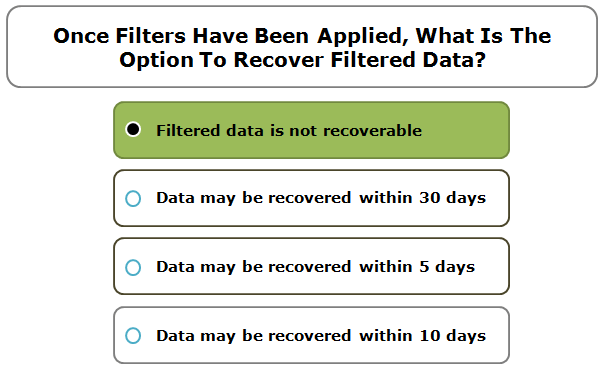 once filters have been applied, what is the option to recover filtered data? | What is What is